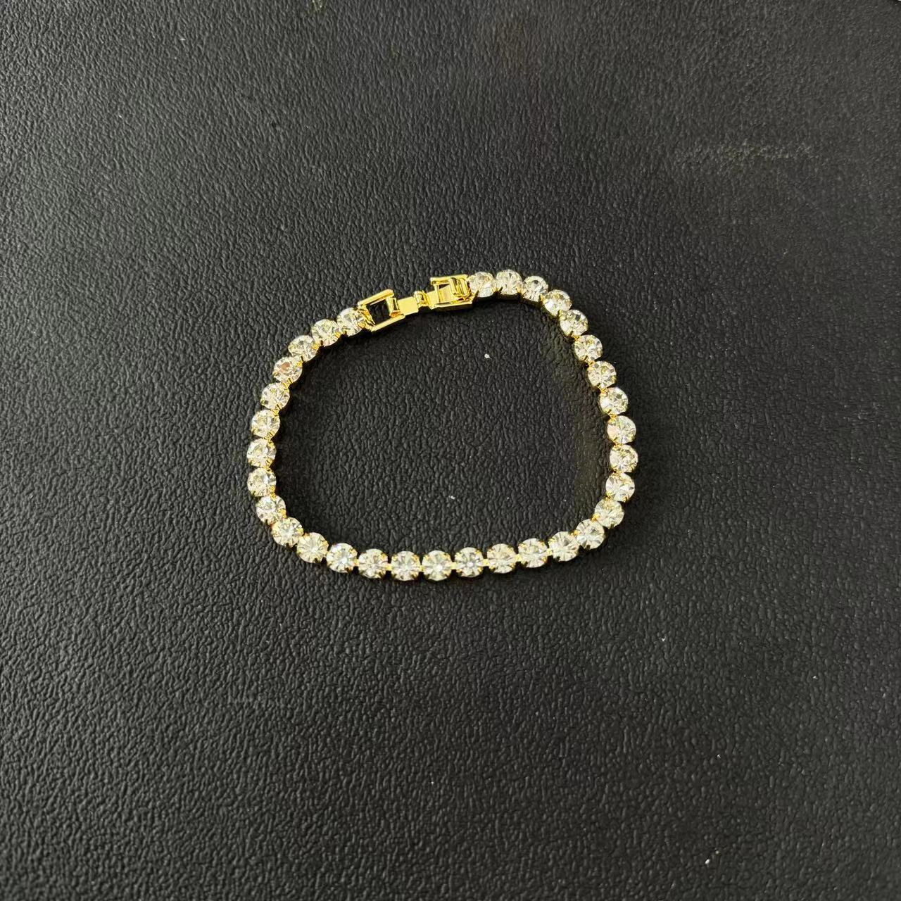 Luxury Brand Designer Fashionable Understated Niche Design Cool Style Ultra-bright Men's And Women's Identical Crystal Bracelet Ankle Chain