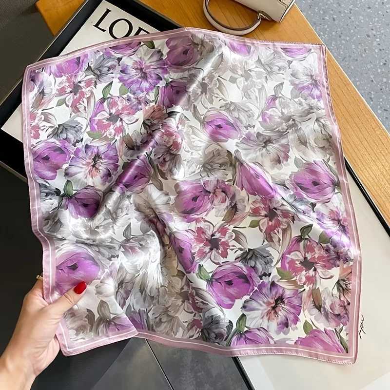 1pc Floral Luxury Satin Texture Womens scarf Neck/Hair/Bag Decoration Women Fashion Accessory Z260330