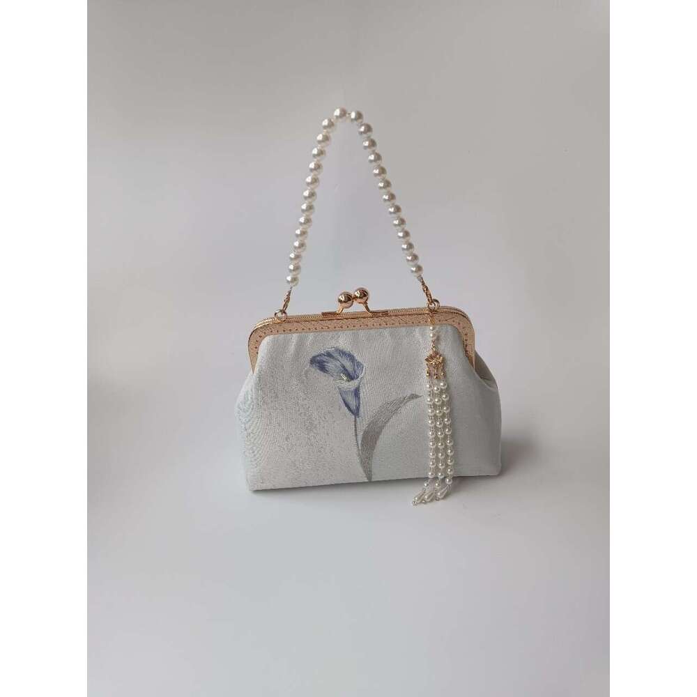 Chinese-Style Hanfu Crossbody Handbag With Ethnic Retro Embroidery, Gold-Rimmed Cheongsam Bag, Mobile Phone Bag Chinese Embroidery Fashion Tote