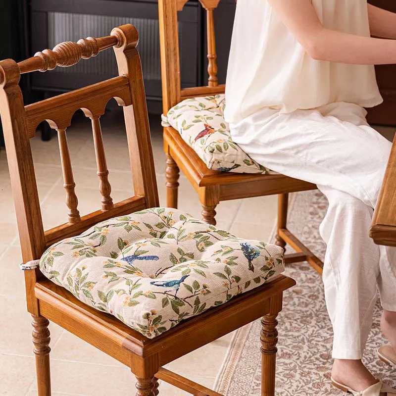 40x40cm Thick Chair Cushion Bird Print Seat Pad Soft Cotton Linen Tie on Kitchen Dining Chair Cushion Home Decor H260330 - view 4