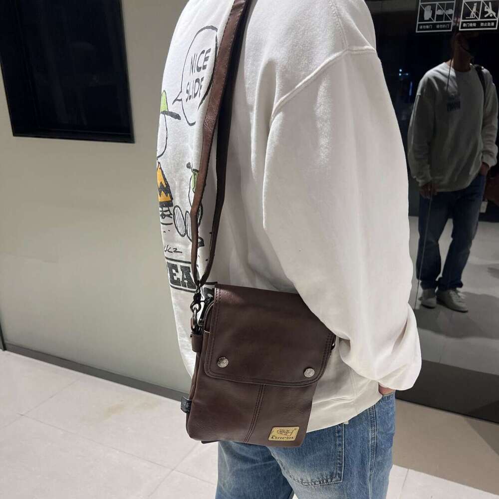 Sanboxe Men S Black Vertical Casual Shoulder Bag Trendy Retro Crossbody Messenger Bag High Quality Luxury Bag