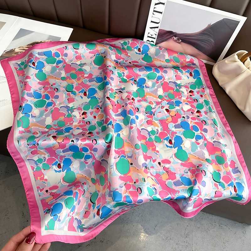 Luxury Floral Print Square Silk Scarf Women Hijab Fashion Hair Bands Neckerchief Female Ornament Shawl Bandana Bag Scarves Z260330