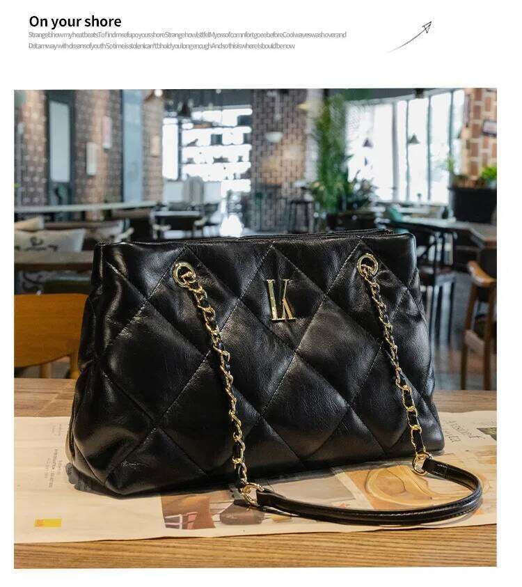 2026 New Large Capacity Diamond Grid Soft Leather Women's Handbag, Casual Multi Functional Shoulder Bag