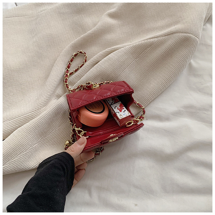 Free Shipping High Value Denim Quilted Mini Bag for Women Camellia Lock Chain Crossbody Purse