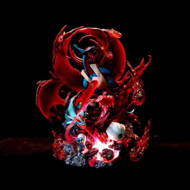 PokeMon Gk Figure Family Set Led Light Up Collectible Statue Charizard Blastoise Venusaur Desktop Decoration Gift For Anime Fans