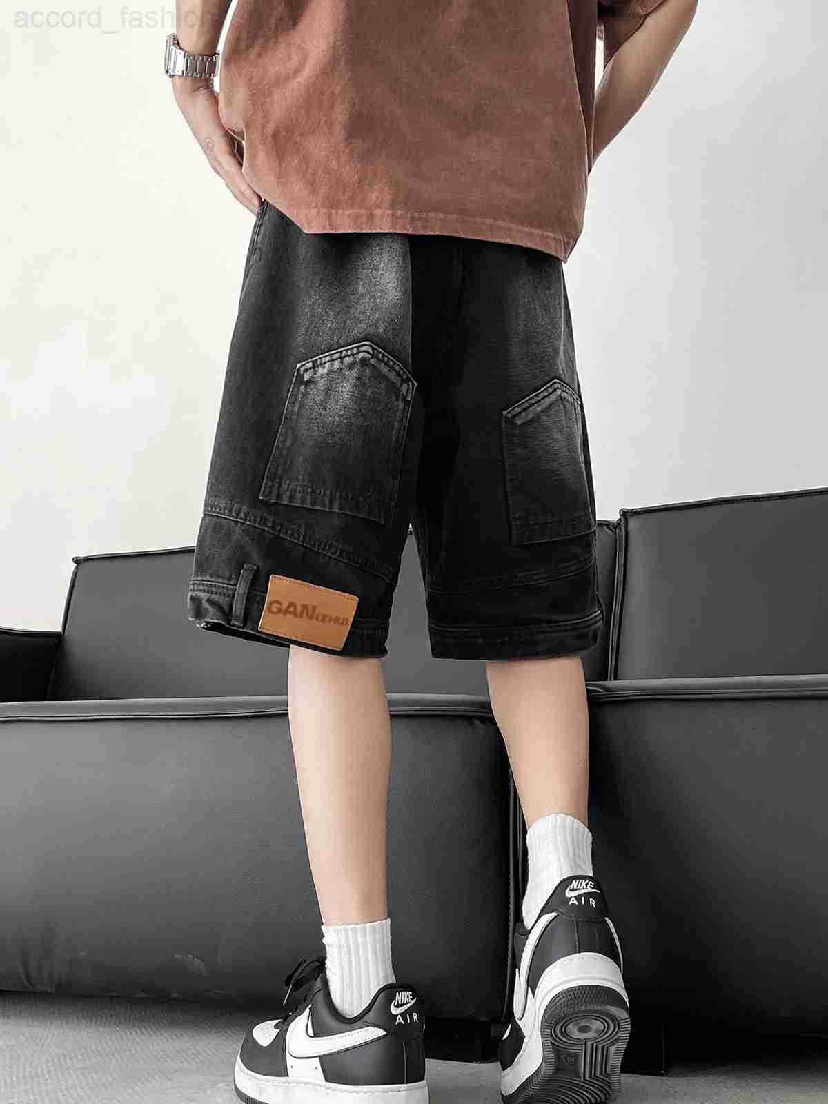 2025 Mens Summer Fashion Retro Solid Color Denim Shorts Men Loose Wide-leg Short Pants Male High Waist Casual Shorts D491 H260330