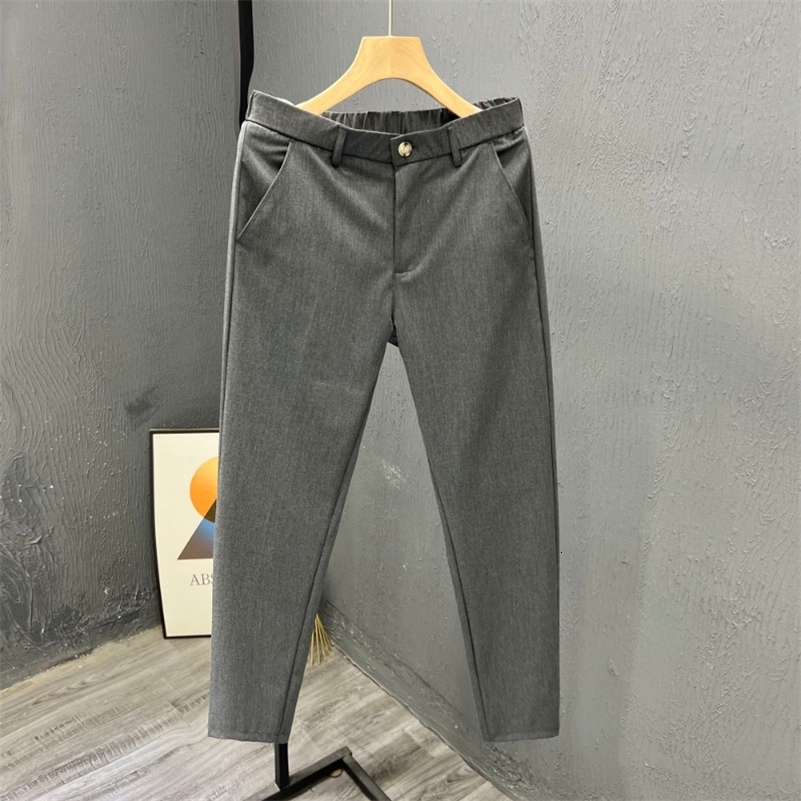 Mens Clothing Summer Fashion Business Casual All Match Suit Pants Formal Strecth Solid Straight Slim Trousers Pantalones Hombre 260327