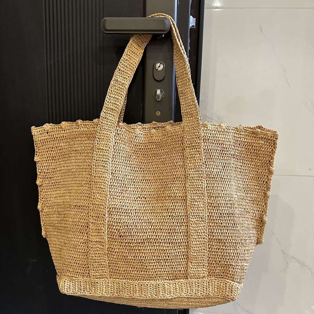 Totebag Shoulder ROSE NOIRE Spring And Summer French Fashion Simple Raffia Woven Tote Large Capacity Handbag Women S Vacation Travel Bag