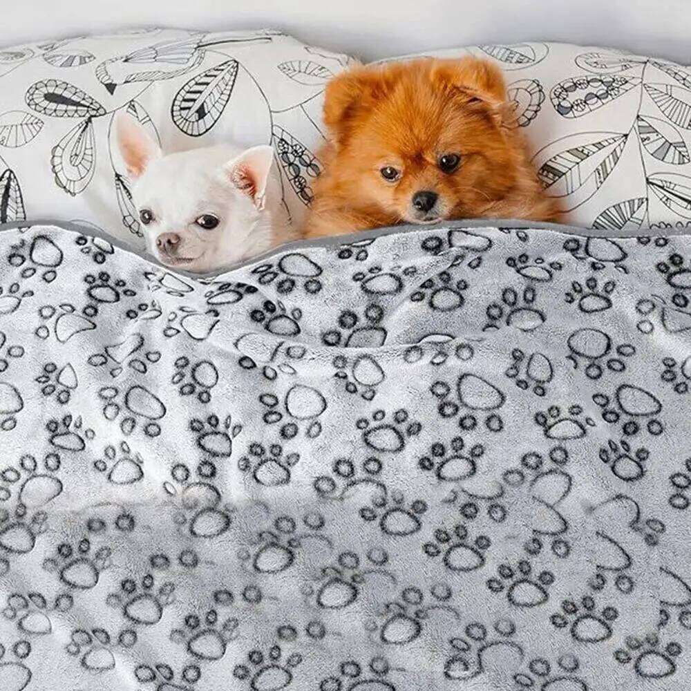 Soft Fluffy High Quality Washable Cute Pattern Paw Print Dog Pet Mat Warm Blanket for Indoor Cat Dogs
