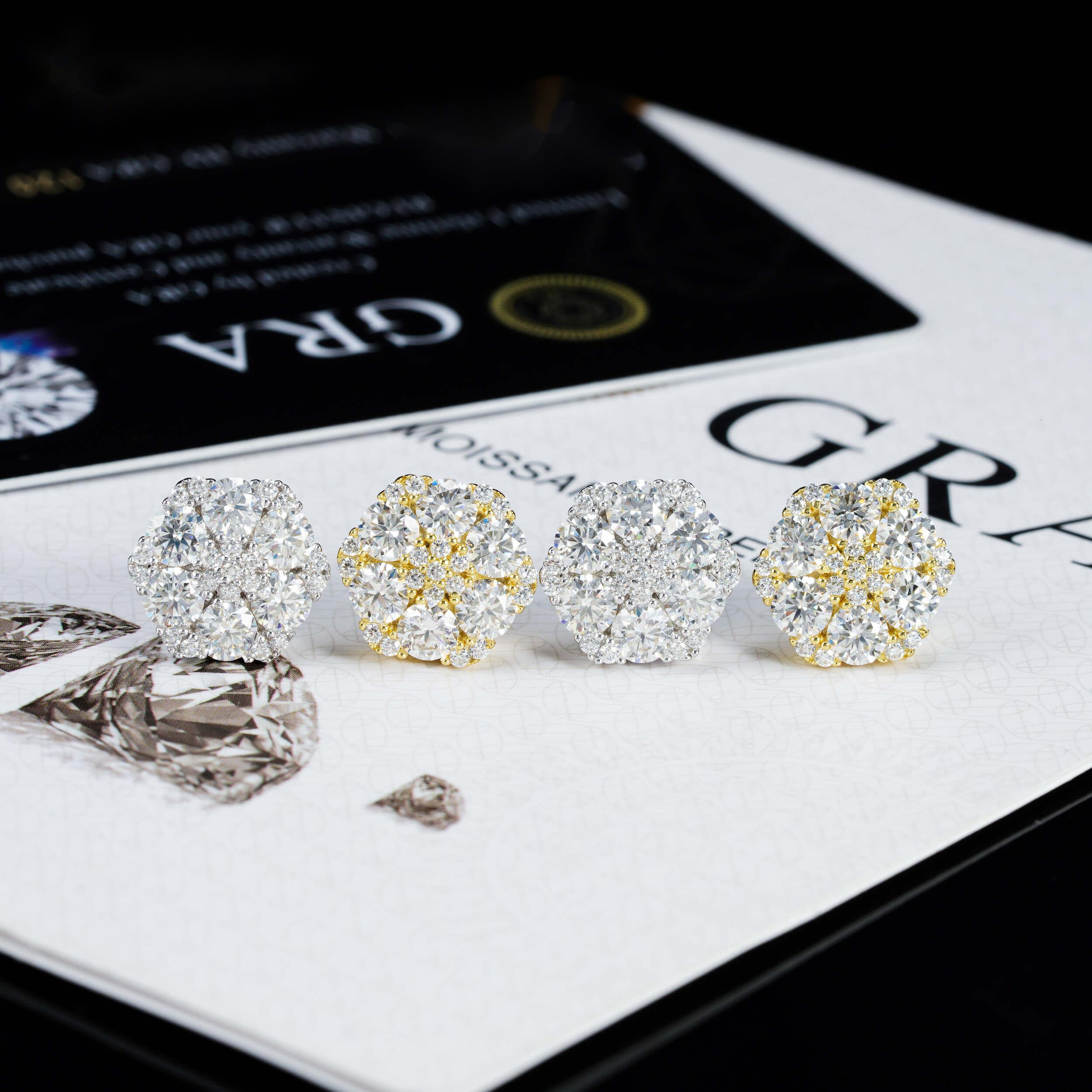 Screw Back Fashion Earring Fine Jewelry 925 Sterling Silver Gold Plated VVS-FL Moissanite Diamond Stud Earrings Ready to Ship