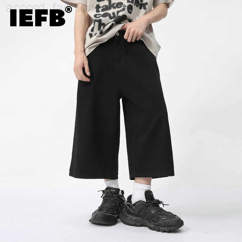 IEFB Mens Wear New Fashion Mens Jorts Summer New American Loose Solid Color Denim Shorts Male Trend 2026 Baggy Bottoms 9C5970 H260330