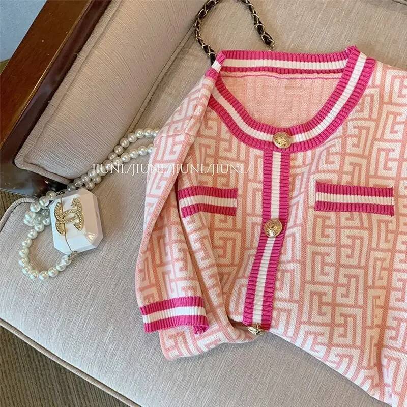 Ladies Fashionable Buttons Patchwork O-neck Short Sleeve T-Shirts Summer Women Clothes All-match Geometric Pknitting Ullovers