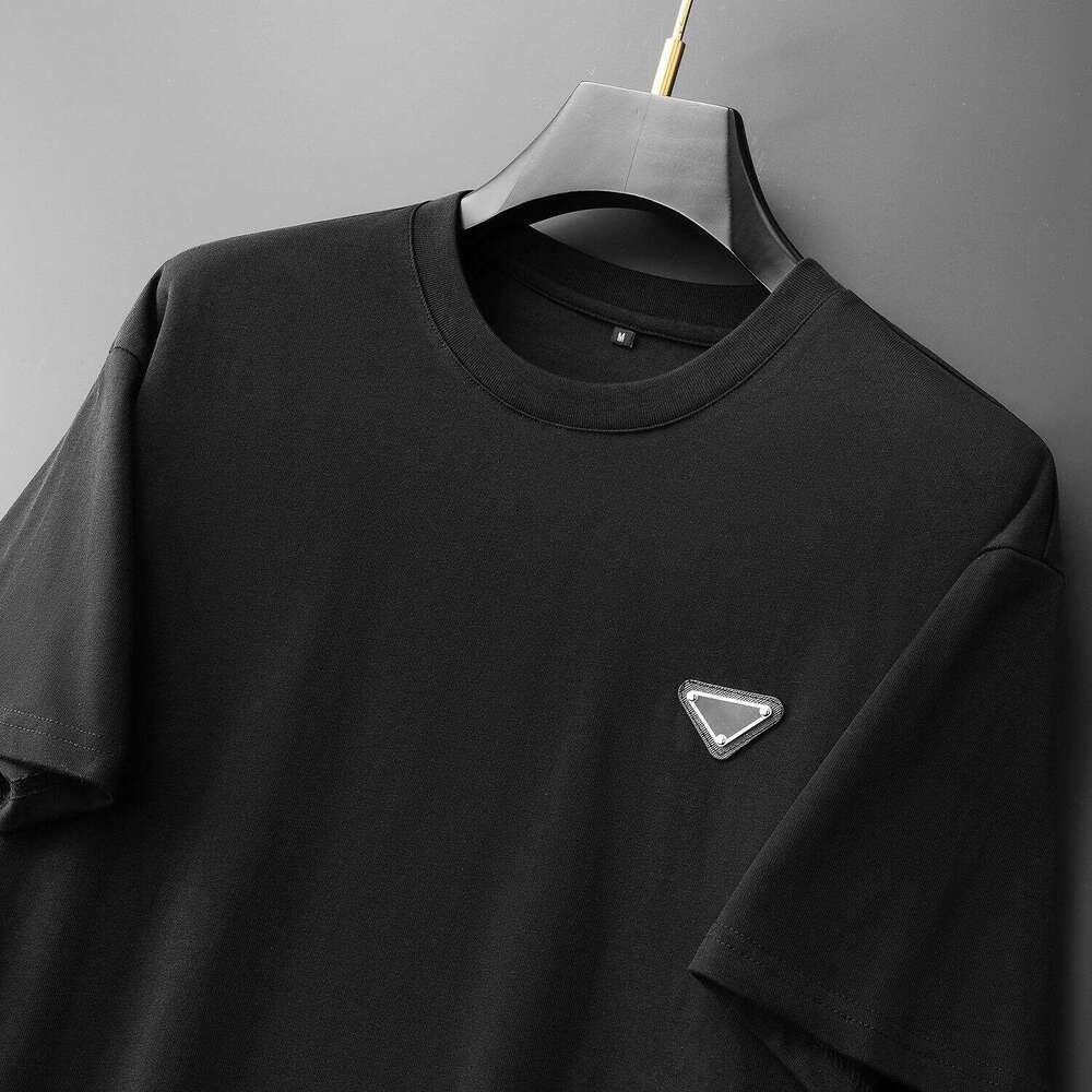 European Style Simple and Fashionable Triangle Logo Short Sleeve T-Shirt luxury Summer New Round Neck Loose Versatile Half-Sleeve Top