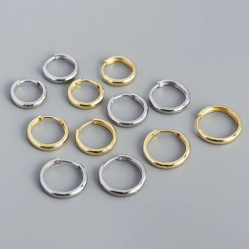 WANEME 925 Sterling Silver Minimalist Glossy Bohemian Hoop Earrings for Women Hip Hop Rock Party Piercing Jewelry Ear Buckles 260323