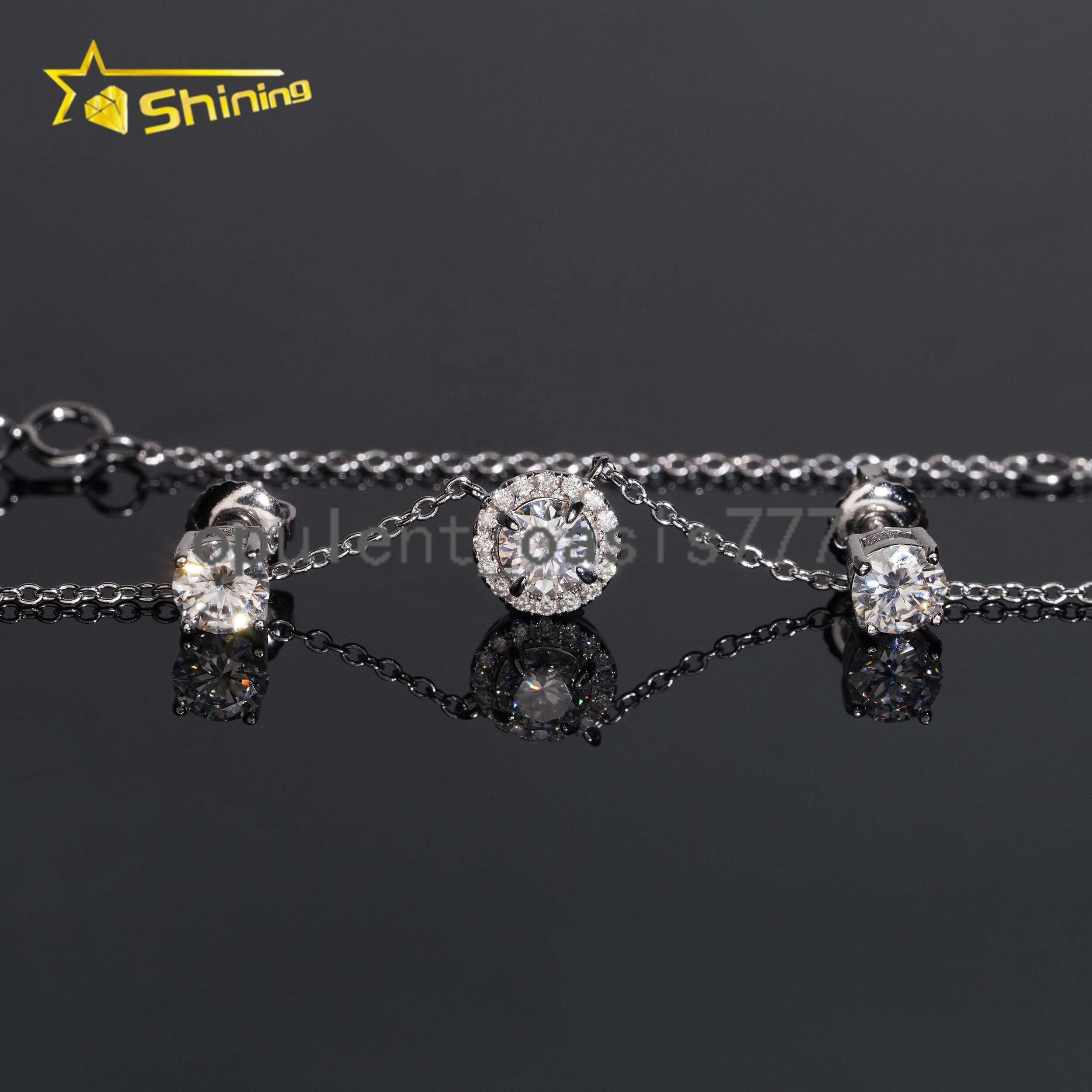 Local Stock Fast Shipping 925 Silver Valentines Gift Popular 50mm Moissanite Necklaces Earrings Set