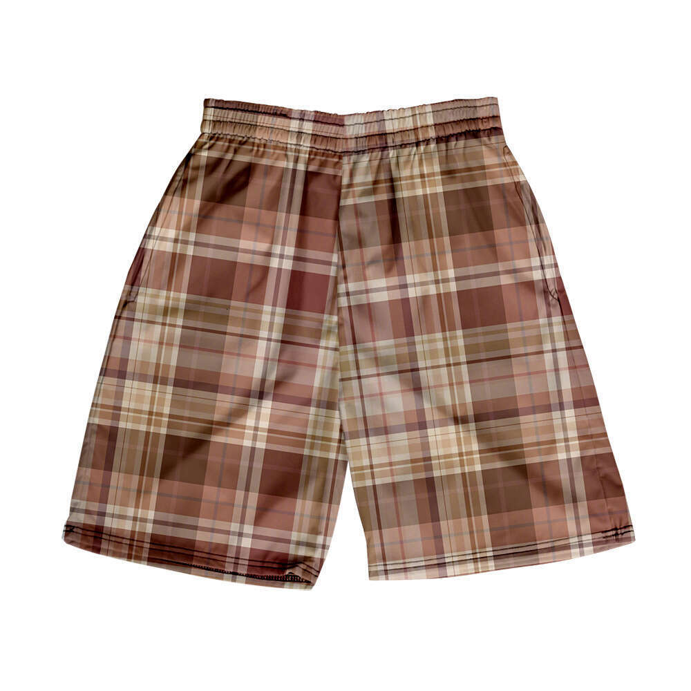 Spring Summer Men's Hawaiian Plaid European And American Style Casual Beach Shorts
