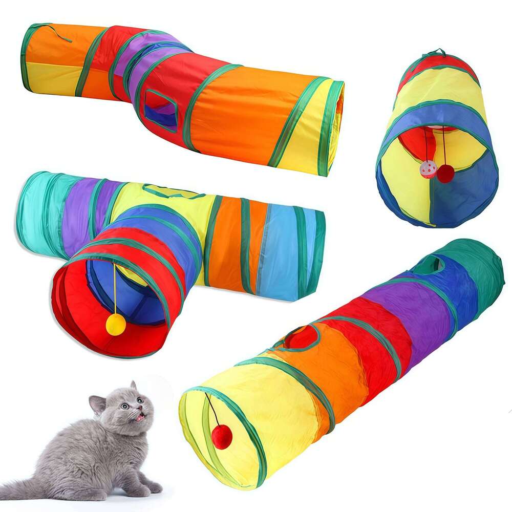 Toy Collapsible Playing Connectable Tunnel Indoor Cat Tube Foldable Drill Hole Kitten Colorful Pet Toys