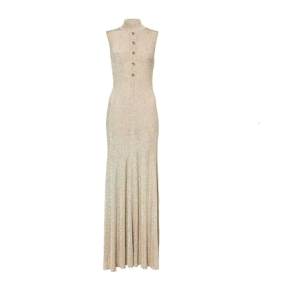 2026 Autumn/Winter New Designer Women's Fashion Half High Collar Slimming S18 Sleeveless Long Elegant Dress