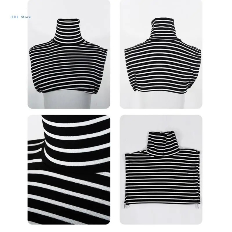 Multipurpose Detachable Mock Turtleneck Collar for Women and Men Solid Color Striped High Neck False Collar Half Top 260325