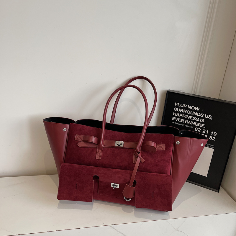 Retro Solid Color Handbag Large Capacity Stylish Women's Bag