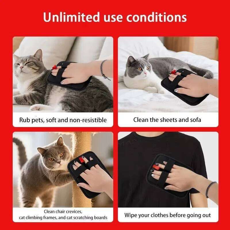Upgrade Tool Reusable Static Removal Double-Sided Grooming Gloves for Pets Removes Pet Fur Hair Carpets