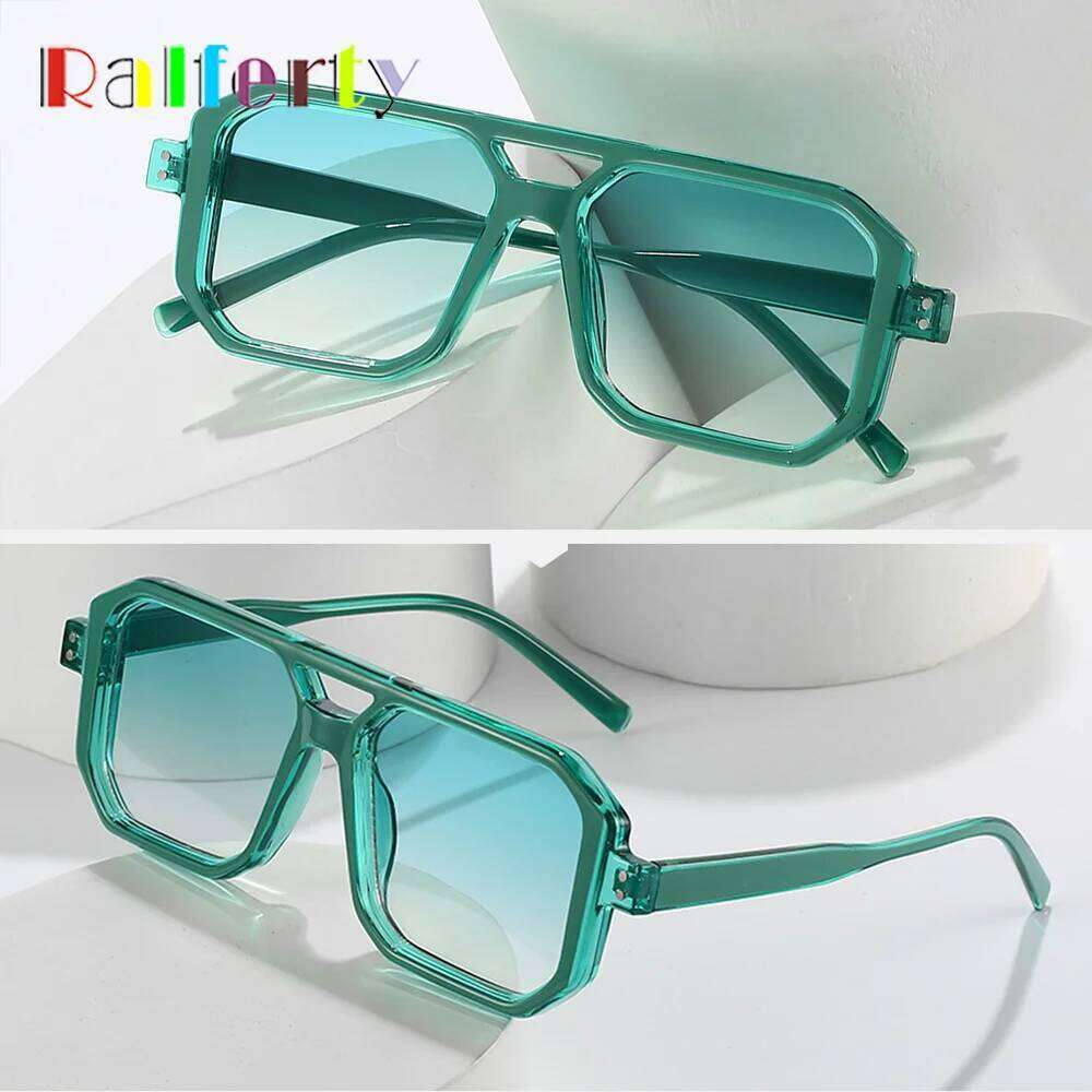 Ralferty Candy Square Sunglasses for Women Pink Gradient Double Bridge Men's Sun Glasses Female Shades UV Protection Oculos 26Y0330