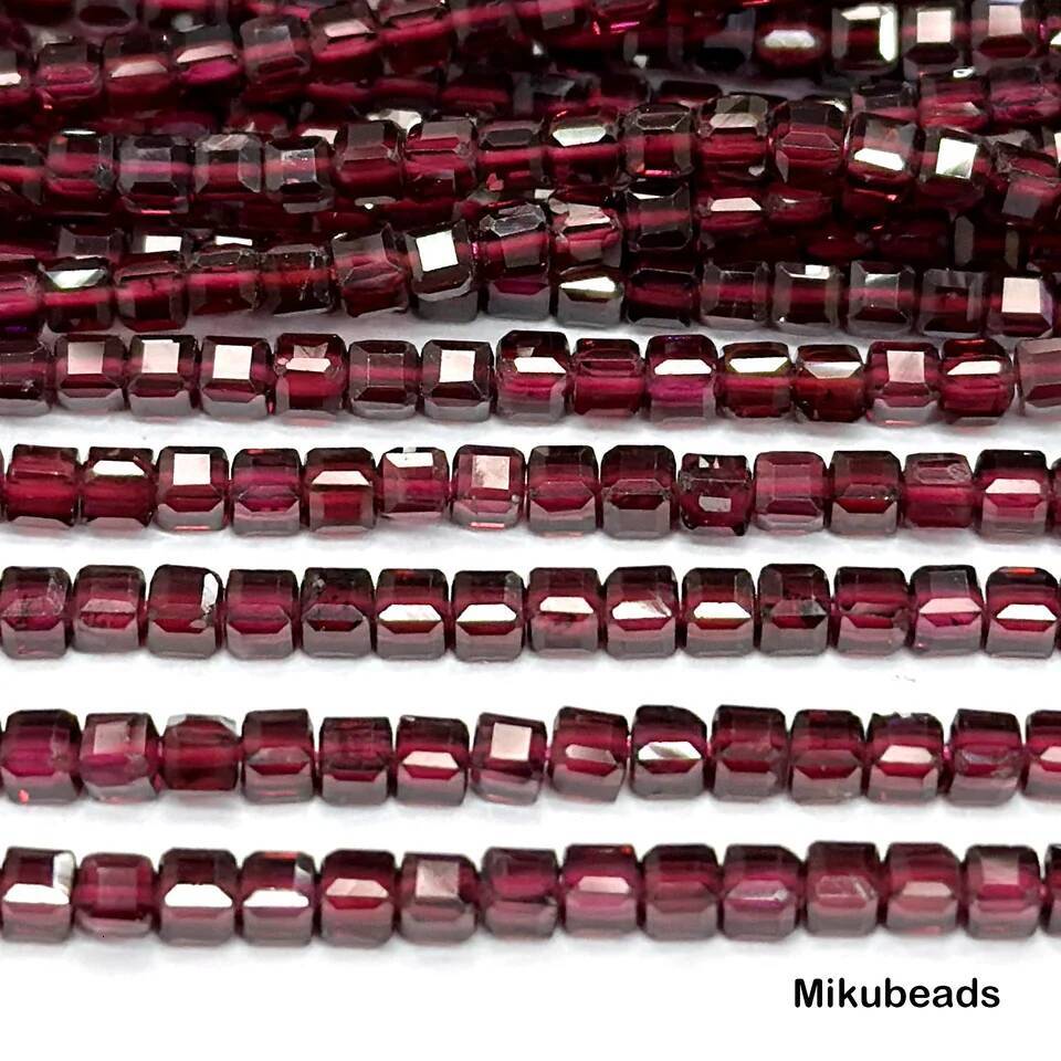 Natural Brazil Red Garnet 2.7*2.7mm Faceted Cube Loose Beads Jewelry Making DIY Bracelet Necklace Strand For Woman