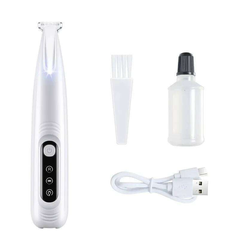 Upgrade Paw LED Light Waterproof Portable Pet Hair Trimmer with Display Dog Clippers Grooming 18mm Widen Blade