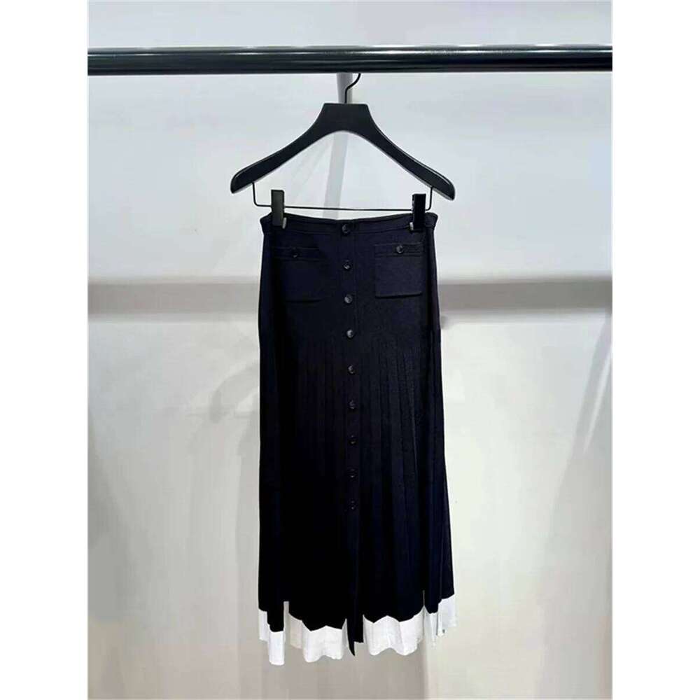 Splices Women Slim Fashion Knitted Suit Summer O-Neck Single Breatsed Sleeveless Short Vest +High Waist Midi Skirt Mdng260330