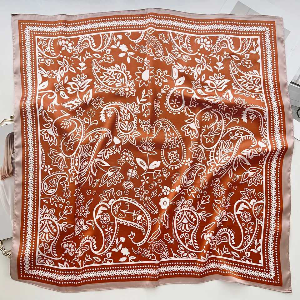 Boho Floral Print Satin Ladies Scarf Soft Imitation Silk for Wen Versatile for Neck Hair Bag Decor Fashion Accessory X260328
