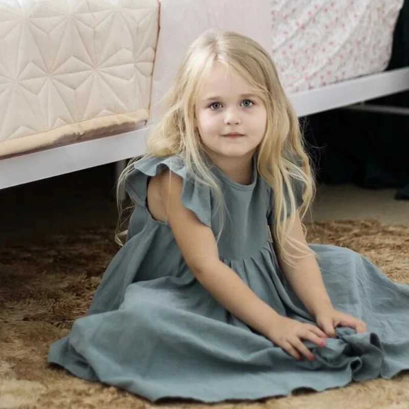 Baby Dresses Linen Cotton Summer Girls Clothes Ruffles White Princess Dress 1st Birthday Party for 0-6Y Flower Girls ClothingT260330