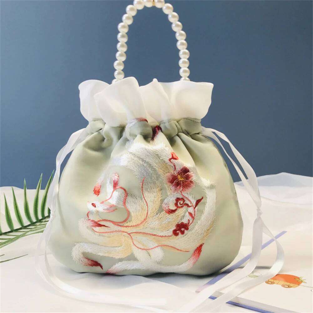 Chinese Embroidery 1Pcs New Hanfu Drawstring Handbag Satchel Embroidery Shoulder Bag Daily Portable Ancient Style Crossbody Women Girl Gift