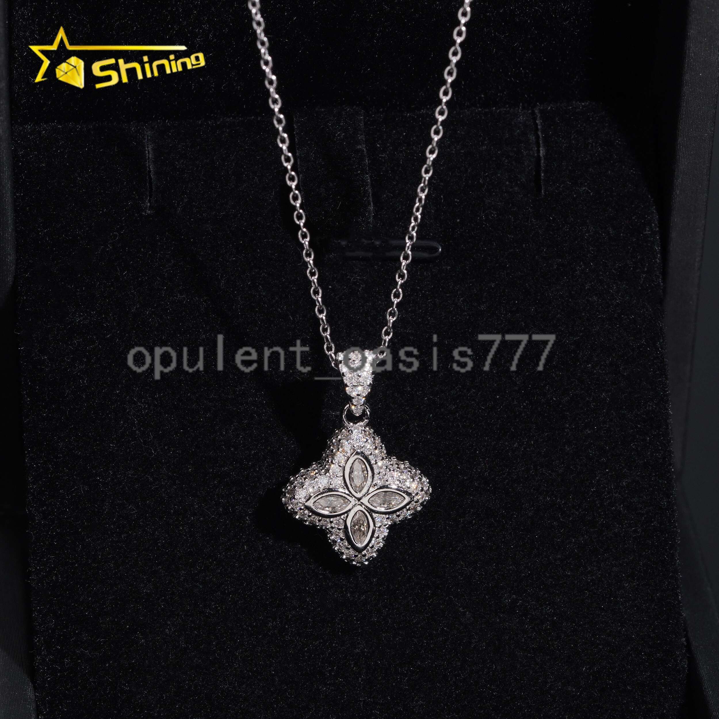 No Tarrifs USA Warehouse Stocks GRA Certification 925 Sterling Silver Hip Hop Iced Out VVS Moissanite Diamond Clover Pendant