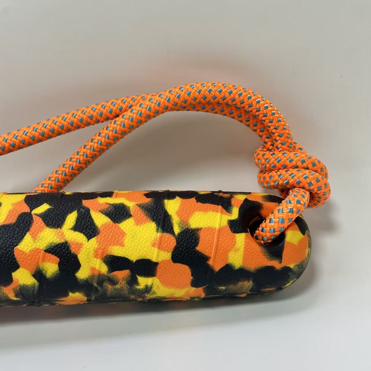 Camouflage Ham Dog Chew Stick with Rope, Durable Teething Toy for Small Medium Large Breeds