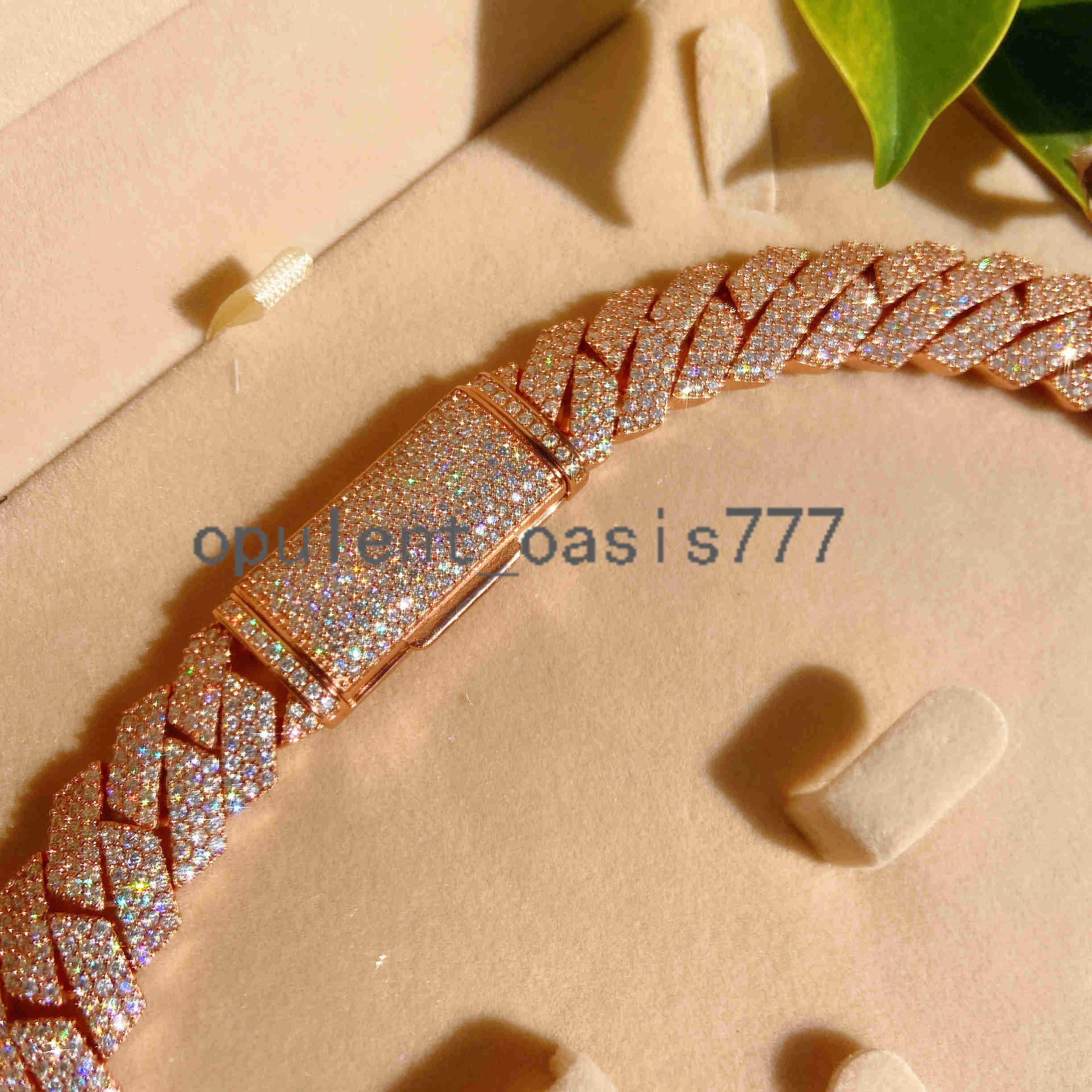 Hot Selling Necklace Silver 925 Iced Out Lab Diamond Vvs Moissanite Hip Hop Jewelry Real Gold Plated Cuban Link Chain