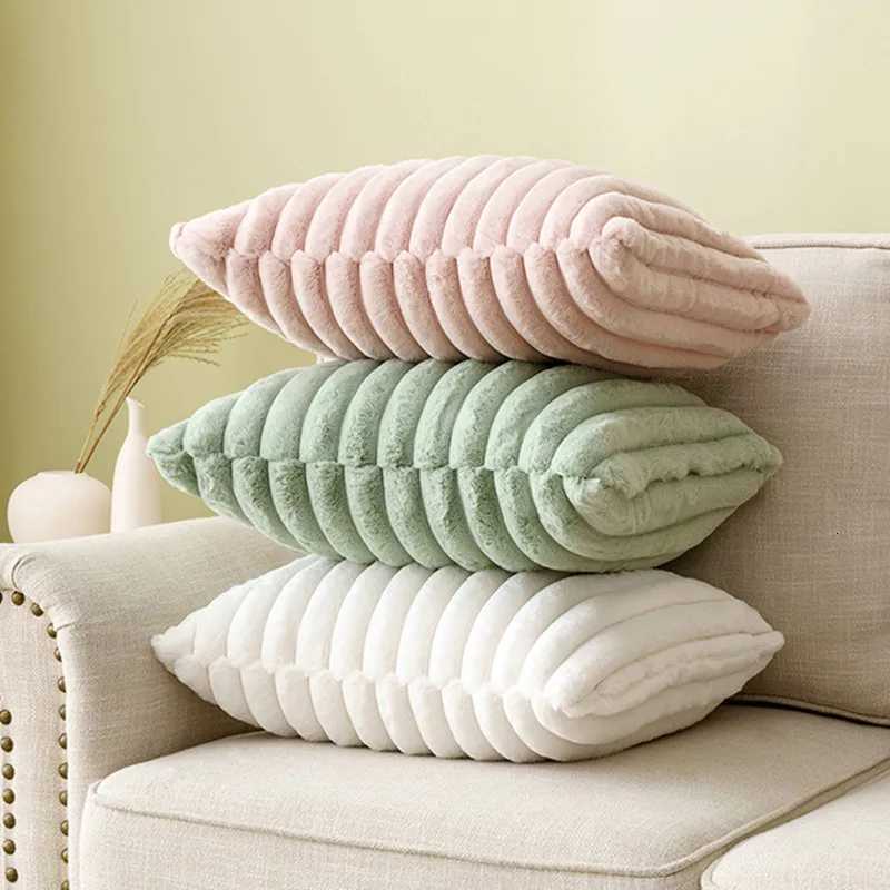 Faux Rabbit Fur Square Cushion Cover Big Thick Striped Super Soft Solid Color Pillow Cover 45x45cm Sofa Decor Cushion Covers H260330 - view 4