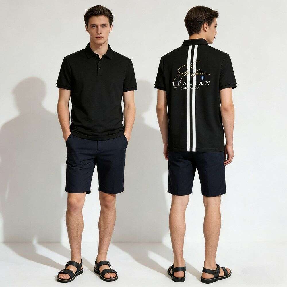 Men's Short-Sleeve Shirt, New Summer Style, Light Business Casual, Trendy Embroidered Fashion, Simple Turn-Down Collar Polo Shirt