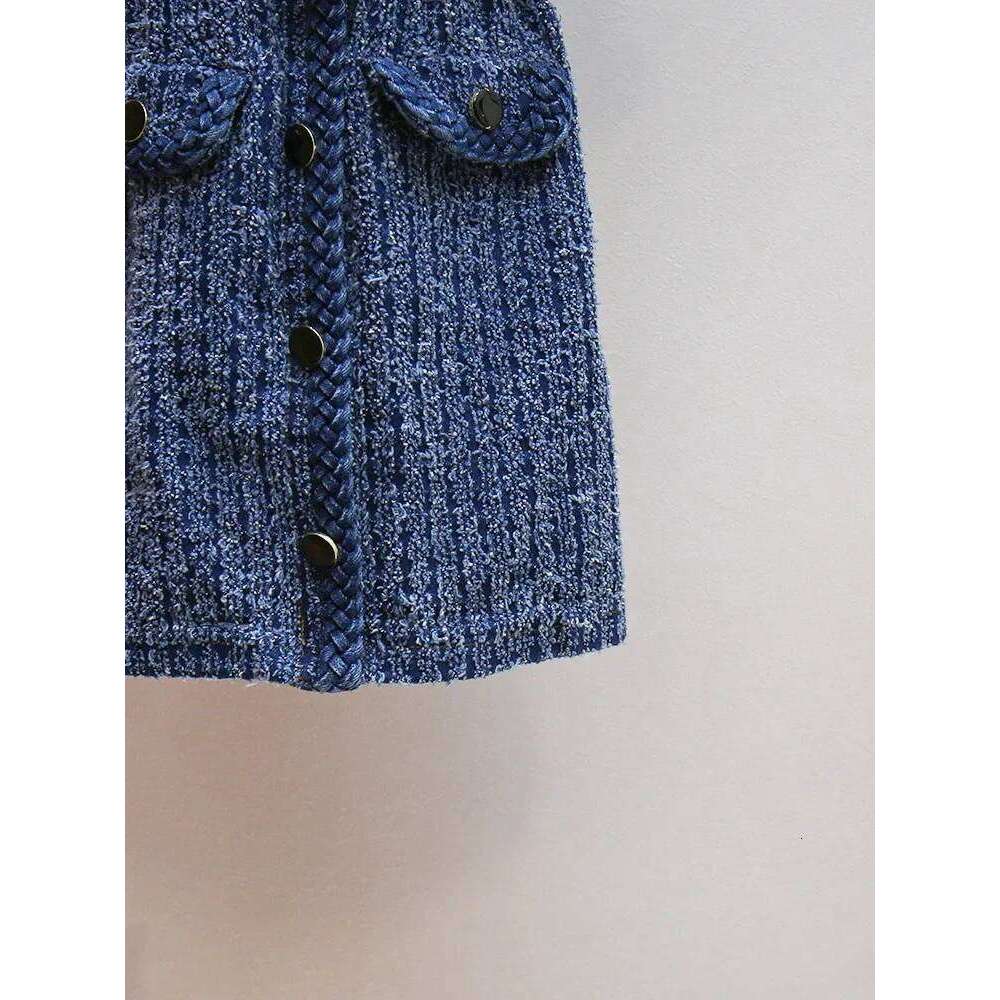 Women's Tweed Square Collar Mini Dress French Slim Fit Braided Rope Trim Ladies Short Sleeve Robe Mdng260330