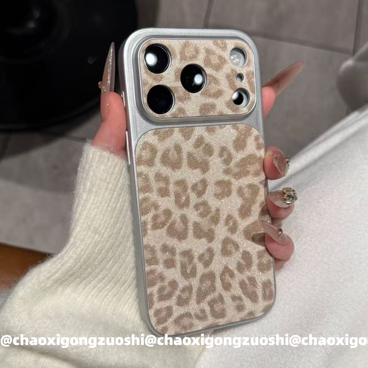 ins autumn and winter high value retro leopard print glitter for iPhone iPhone case female
