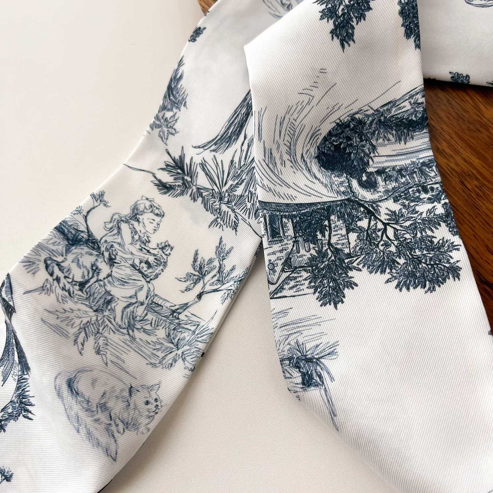 2024 New Long Neckerchief Skinny Hair Bands Wen Silk Scarfs Fashion bands Bag Scarves Print Hairband Neck Scarf For Ladies X260328