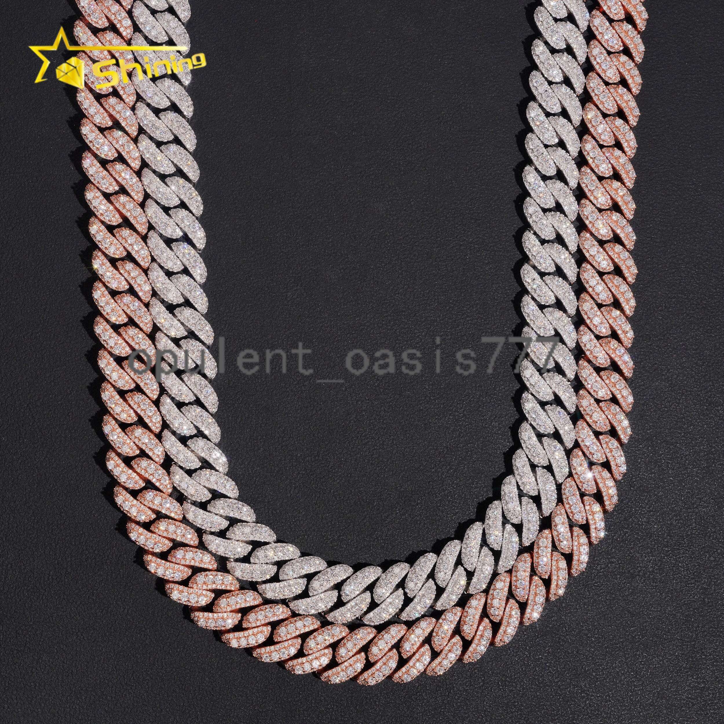USA New Stock 13mm Iced Out Moissanite Cuban Link Chain Fine Jewelry Men 925 Silver Moissanite Cuban Hip Hop Necklace
