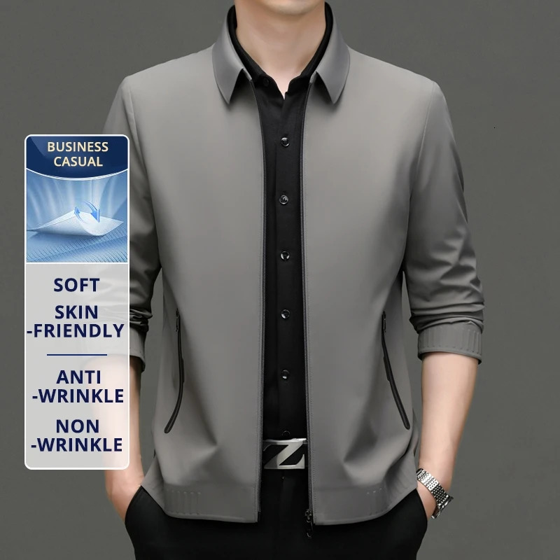 High End Anti Wrinkle Mature Men Business Dads Outfit Casual Blazer Jacket Autumn Windbreaker Middle Aged Executive Coats 260327