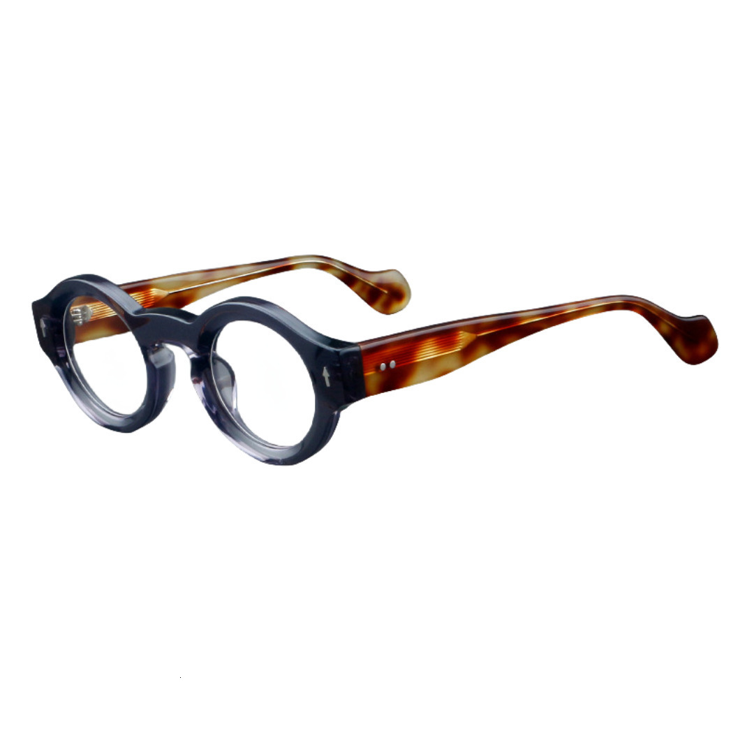 57359 Round Thicken Acetate Spectacle Frame Fashion Rivet Optical Glasses Men Lady Vintage Prescription Eyeglass 240712
