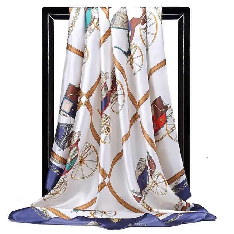 Fashion Shawl Scarves For Women Floral Print Silk Satin Hijab Scarf Female Wraps 90X90CM Square Shawls Bandana Scarfs For Ladies Z260330