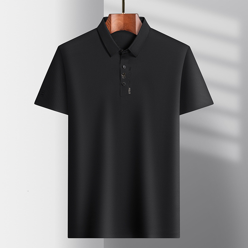 Men's High-end Polo Shirt A Business Casual Seamless Ice Silk Short-sleeved T-shirt With A Collar Design And Printed Pattern. Designer Luxury Sho
