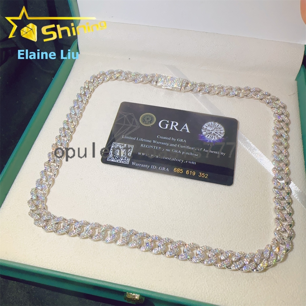 10MM Sterling Silver 925 VVS Moissanite Diamond Cuban Iced Out Fine Moissanite Hip Hop Jewelry Miami Cuban Link Chain Necklace