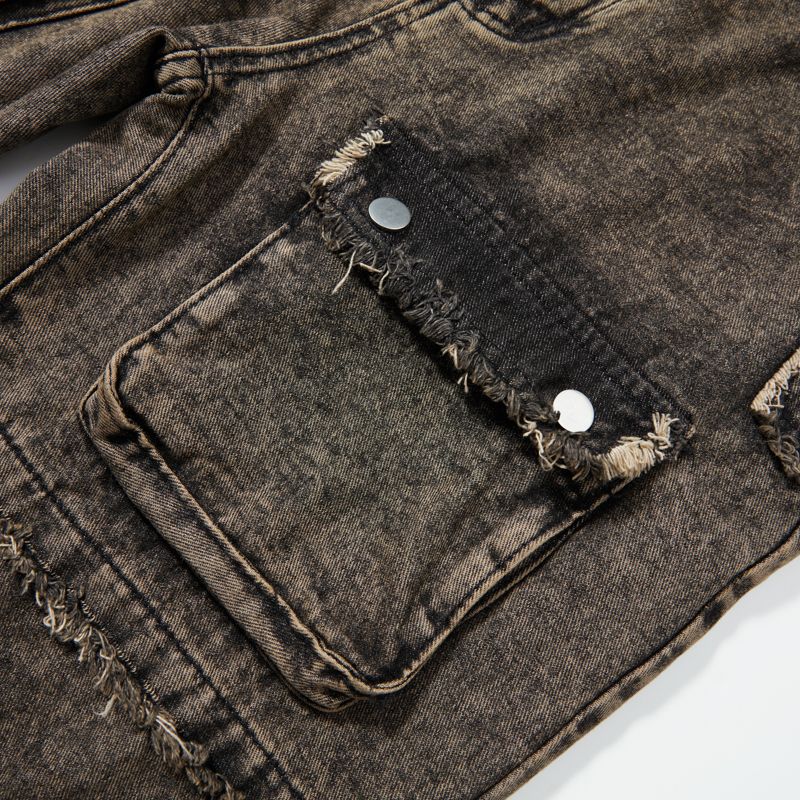 Stylish Unisex Cargo Trousers: Practical Deep Pocketed Blue Jeans Ideal For Everyday Wear-HC51