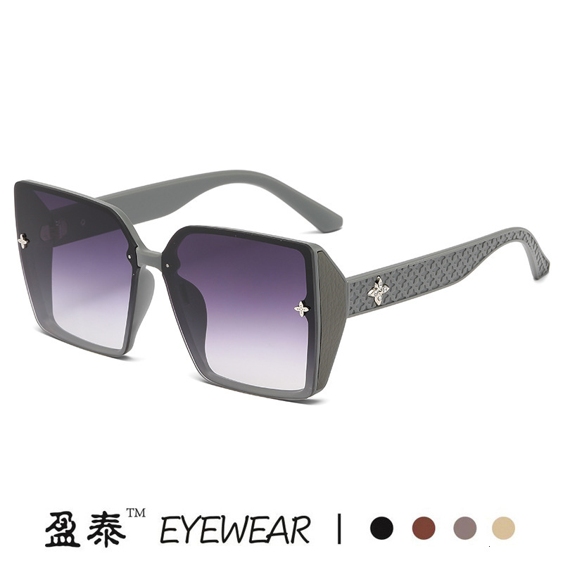 Luxury Brand Designer Sunglasses Four-Leaf Clover Luxury Shiny Sunglasses For Women, Trendy Tiktok Style, Large Frame Sunglasses, Fashionable Light Lu