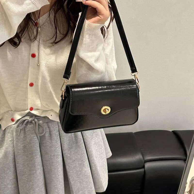 Korean Black Small Square For Women Crossbody Bag Retro Fashion Handbag Adjustable Shoulder Strap XIU LAI SI