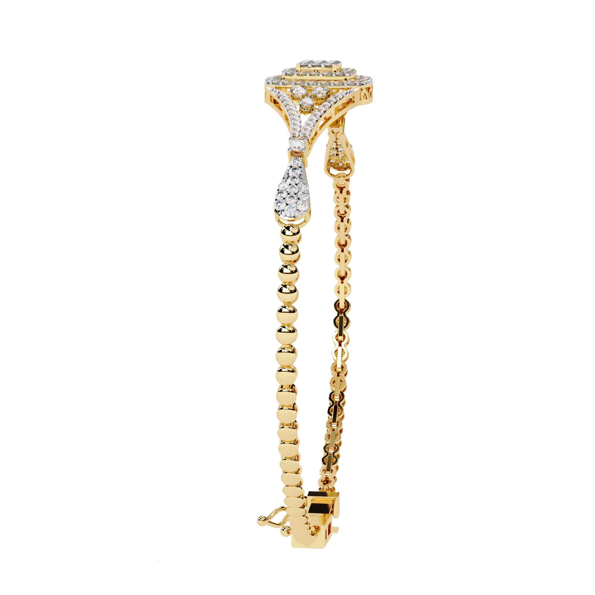One of a Kind Natural Diamond Bracelet with Lab Grown Stones 14K Gold Plated IGI Certified Exclusive Design Jewelry for Women